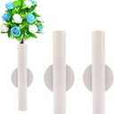 Adhesive Metal Wall Vase Holder - Decorative Tube for Dried/Faux Floral Display, Rust-Resistant Home & Office, Dining Room Also Suitable for Cemetery Memorial Display Decor (2 Pcs White)
