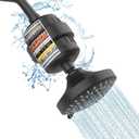 FEELSO Shower Head and 15 Stage Shower Filter Combo, High Pressure 5 Spray Settings Filtered Showerhead with Water Softener Filter Cartridge for Hard Water Remove Chlorine and Harmful Substances (Matte Black)