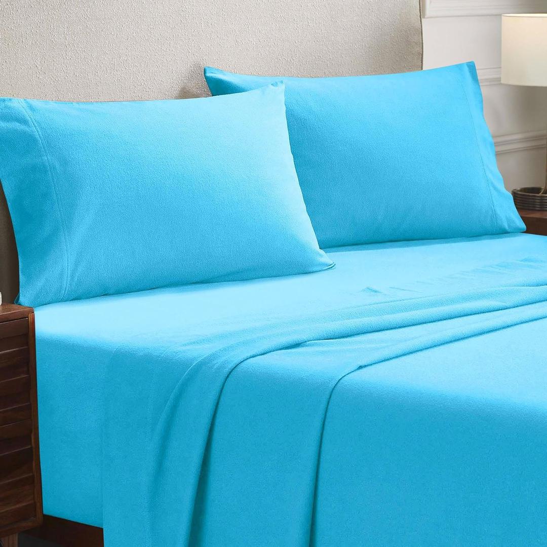 Superior Paisley or Solid Flannel Cotton Pillowcases, Pillow Case 2 Pack, Vintage Floral Pillow Covers, Fuzzy Warm Bedding Basics, Soft Bedroom Essentials, Bed Accents, Set of 2, King, Blue