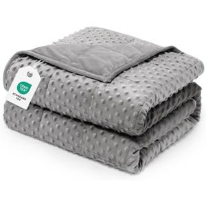 Wemore Minky Dot Weighted Blanket for Adults Queen Size 15 lbs, Soft Cozy Heavy Blanket for Stress Relief and Sleep Promotion, Breathable Blanket for All-Season with Glass Beads, Grey 60 x 80 inches