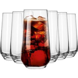 Krosno Tall Water, Juice, Drinking Glasses, Set of 6, 16.2 oz, Splendour Collection, Highball & Tumbler Crystal Glass, Dishwasher Safe, Made in Europe