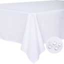 BYDOLL Table Cloth White 90x132 Inch Tablecloth for 8 Foot Rectangle Tables Outdoor Washable Wrinkle Free and Spillproof Polyester Tablecloth for Festival Camping Picnic Party Cover