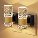 LED Night Lights Plug into Wall 2 Pack, Acrylic Nightlight with Dusk to Dawn Sensor, 0-100LM Stepless Dimmable, 3000K Soft Light, Wall Sconce Night Light Plug in for Bathroom Hallway Room