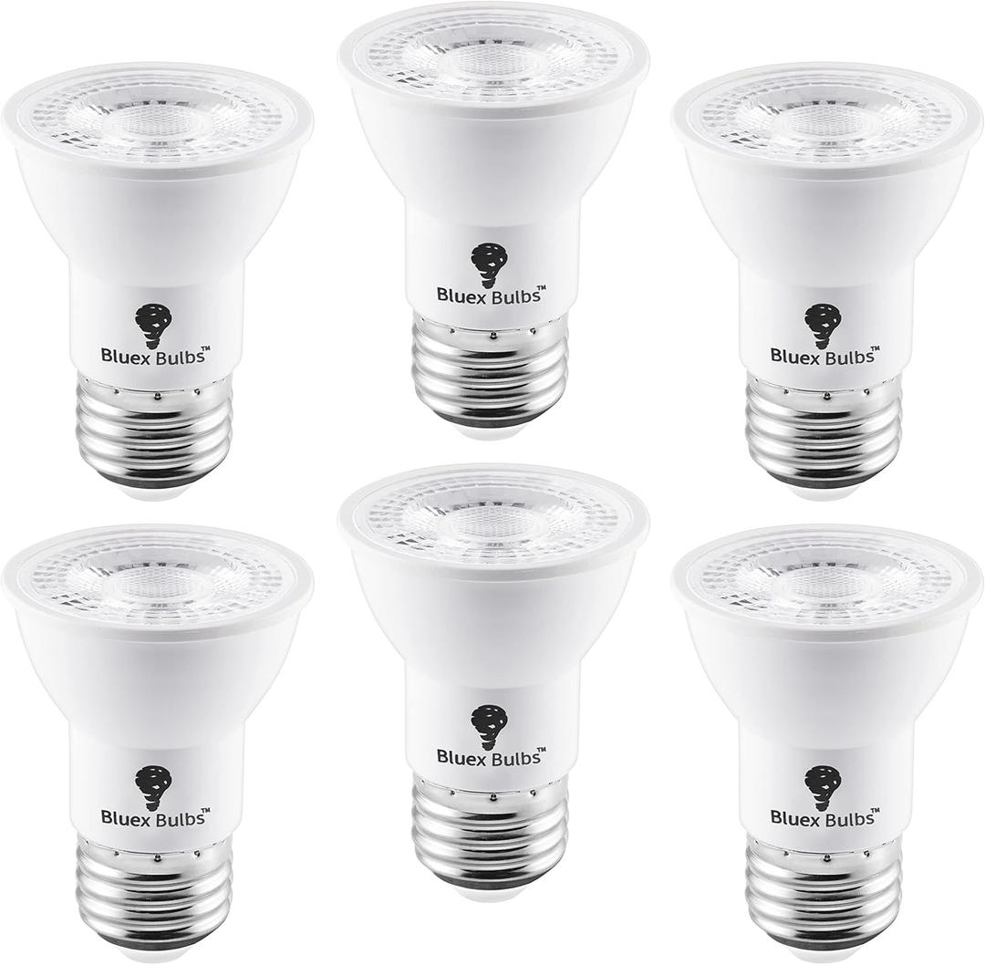6 Pack PAR16 LED Bulb Long Neck 7W 75 Watt Equivalent 500 Lumens E26 3000K Warm White Dimmable Bright LED Track Lighting Bulbs Mini Light Bulbs, Short Light Bulbs, Flood Light PAR16 LED Spotlight Bulb