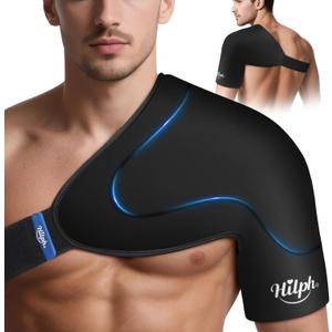Hilph 3D Double-Layer Gel Shoulder Ice Pack Wrap for Rotator Cuff & Surgery Recovery - Reusable Cold Therapy Gel Pack with Adjustable Straps, Easy to Wear, Flexible Fit for Men & Women, Large