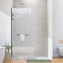 Sunrosa Frameless Glass Shower Panel 34"74", Fixed Shower Glass Panel with Shelves in Matte Black, 3/8" Tempered Glass Shower Screen for Walk in Shower