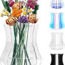Vase for Lego Flowers Bouquet Upgraded, Acrylic Display Holder Compatible with Lego Botanical Collections Roses Sunflowers, for Lego Flower Building Set Lovers, Crystal Clear