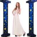 2 Pcs 5.8 ft Starry Night Space Theme Party Decor Tall Column Cardboard Stand-up Cutout Awards Night Prom Celestial Charm Column Photo Props Stand-up Graduation School Dance Awards Theme Prom Decor