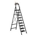 9 Step Ladder with Tool Tray,Folding Step Stool with Wide Pedal,Safety Locking,Convenient Tool Platform,Sturdy Steel Ladder Portable Safety Ladder for Painting Home Garden Outdoor Garage