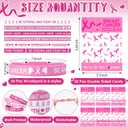 2 x 30 Sets/ 60 Pcs Breast Cancer Awareness Bracelets with Pink Ribbon Cards, Include 30 Silicone Wristbands 30 Pink Ribbon Awareness Cards for Charity Breast Cancer Party Supplies