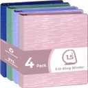 POPRUN 3 D Ring Binder 1.5 Inch, PVC-Free, Holds 375 Sheets of 8.5 x 11 Paper, Extra Durable Organizer with 2 Pockets for School & Office, Heavy-Duty, 4 Pack, Multicolor