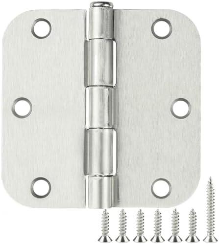48 Pack Interior Door Hinges Brushed Nickel 3.5 Inch x 3 1/2" Rounded 5/8" Radius 3 ½"Satin Iron Bifold Residential Hinge for French Style Slab Single/Double Doors Hardware Kit Living/Bed Room