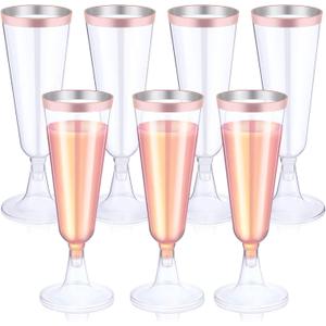 Thenshop 50 Pack Rose Gold Plastic Champagne Flutes 5.5 oz Elegant Clear Disposable Champagne Glasses Detachable Hard Toasting Glasses for Wedding Party Fancy Vino Cocktail Cups(Clear) Thenshop 50 Pack Rose Gold Plastic Champagne Flutes 5.5 oz Elegant Clear Disposable Champagne Glasses Detachable Hard Toasting Glasses for Wedding Party Fancy Vino Cocktail Cups(Clear)