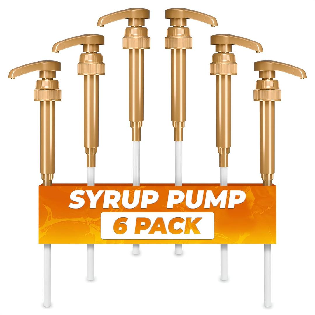 6-Pack Coffee Syrup Pump Dispenser - 11.54" Coffee Syrup Pumps for Coffee Bar, Fits Various 25.4 oz Bottles (750ml), Durable and Easy to Clean, Leak-Resistant Design, for Home & Commercial Use