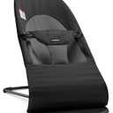 BabyBjrn Bouncer Balance Soft, Black/Dark Gray, Woven | 2-in-1 Adjustable Baby Bouncer Seat and Toddler Chair, Newborn to Toddler (8-29 lbs), 4 Positions, Lightweight & Portable