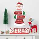 TOARTi Merry Christmas Santa Front Door Sign Hanging(9.8x21.3 inches), Rustic Vintage Christmas Santa HO HO HO Wooden Wall Plaque, Farmhouse Happy Holiday Sign for Christmas Winter Housewarming Gift