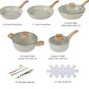 Ceramic Cookware Sets 15PCS Pots and Pans Set Non Stick (white15)