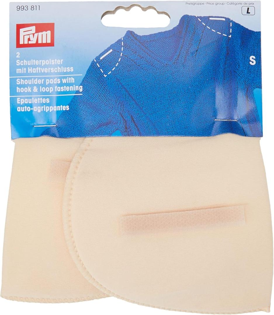 Prym PRYM_993811-1 Shoulder Pads Set-in with Hook and Loop Fastening Flesh S, Beige