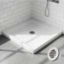 BreezeHug 36" x 36" Shower Base with Double Threshold and Center Drain Acrylic ABS Non Slip Shower Pan Base in White for Bathroom, 3.35 Inch Drain Outlet