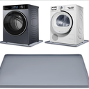 2 Pack Washing Machine Drip Pan, 27 x 27 Inch Washer Drain Pan, Prevent Water Leakage and Protect Floor, Non-Slip & Anti-Vibration Silicone Mat with Raised Edge, Multi-function Soft Foldable Waterproof Mat