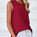 PRETTYGARDEN Sweater Vest Tops for Women 2026 Lightweight Summer Cardigan Sleeveless Button Up Knit Casual Spring Clothes (Red, S)