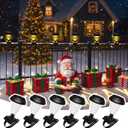 Solar Christmas Fence Lights Outdoor Decor, Waterproof Patio Lights with Warm White Color for Holiday & Halloween Decor, for Fence, Trampoline, Stairs, Yard, Pathway, 6 Pack