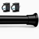 1PCS Black Tension Curtain Rod 18-36 Inch Adjustable Curtain Rod No Drilling Small Tension Spring Tension Curtain Rods, for Windows, Door And Closet. (With One Set Rod Holders)