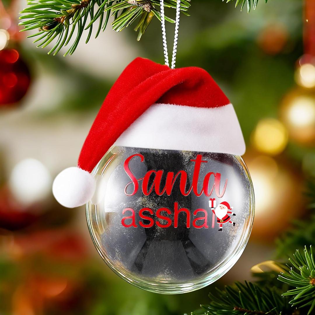 2 x Santa Fluff Ornament, Hilarious White Elephant Gifts, 3.15" Unique Christmas Ornaments for 2025 Xmas Tree Decor, Ugly Stocking Stuffer Ideas Gag Gift (1 Pack)