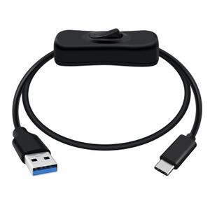 USB 3.0 to Type C Charger Cable with On Off Switch 5Gbps USB C Cable with Switch Supports Data Transmit and Power Supply for Phone Tablets, Laptops etc (Black, 4.9FT / 1. 5m)