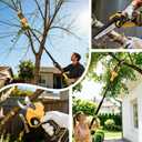 4-in-1 Pole Saw & Electric Pruning Shears, 6 Inch Mini Chainsaw for Tree Trimming, Cordless Pruning Shears with 9.5ft Max Extension Pole, 2 x 4.0Ah Battery Powered Pole Saw Pruner for Garden (Yellow)