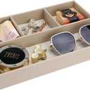 GORESE PU Leather Valet Tray, Stackable Jewelry Trays for Dresser, Drawer Nightstand Organizer Bedside Trays for Men Women, Entryway Desk Catchall Tray for Trinket, Key, Purse, Watch, Cologne, Beige