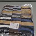 Mens Fuzzy Socks, Warm Winter Fluffy Cozy Slipper Fleece Socks for Men (Large, B-dark Pinstripes(6 Pairs))