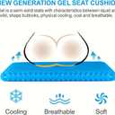 Gel Seat Cushion, Chair Cushions with Non-Slip Cover, Breathable Honeycomb Car Seat Cushion for Pressure Relief Back Pain, Home Wheelchair Office Chair Cushion (16x14x1.6 inch)