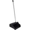 SPARTA Color Coded Upright Dustpan with 30 Inch Aluminum Handle, Serrated Edge and Locking Yoke, Standing Commercial Floor Dust Pan, Black, Pack of 6