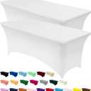 Utopia Kitchen Spandex Tablecloth 2 Pack [6FT, White] Tight, Fitted, Washable and Wrinkle Resistant Stretch Table Cloth Rectangle Cover for Trade Show, Weddings & Parties [60Lx18Wx20H Inch]
