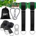 Tree Swing Straps Hanging Kit 20FT Extra Long Tree Swing Straps Holds 5500 lbs with Lock Carabiners & Tree Protectors, Safer for All Swing & Hammock (20FT)