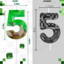 Pixel Birthday Candle, 2.68 Inch Miner Number Candles, Game Themed Candle Birthday Decoration for Pixel Theme Birthday Anniversary Dynamite Video Game Party (Green, 5)