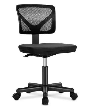 Mesh Computer Chair for Small Space, Swivel Adjustable Low Back for Teens/Adults, Black, Size: 19 x 7 x 19