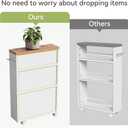 LITTLE TREE 4 Tier Rolling Cart with Wheels, 6.3 Inch Slim Storage Cart, Wooden Snack Cart with Narrow Shelf, White Laundry Room and Bathroom Organizer Shelves, 6.3" D x 19.69" W x 31.5" H