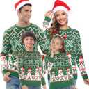 Marvmys Family Matching Christmas Sweater Round Neck Snowman Ugly Knitted Sweater Pullover for Men Women Green, L