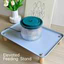 2 x Large Elevated Cat & Dog Bowl Stand,3 inch Height Raised Feeder Compatible with Most Automatic Pet Feeders & Water Fountains, Anti-Slip & Spill-Proof Large Pet Food Tray,17 x 12 Inches (Blue)