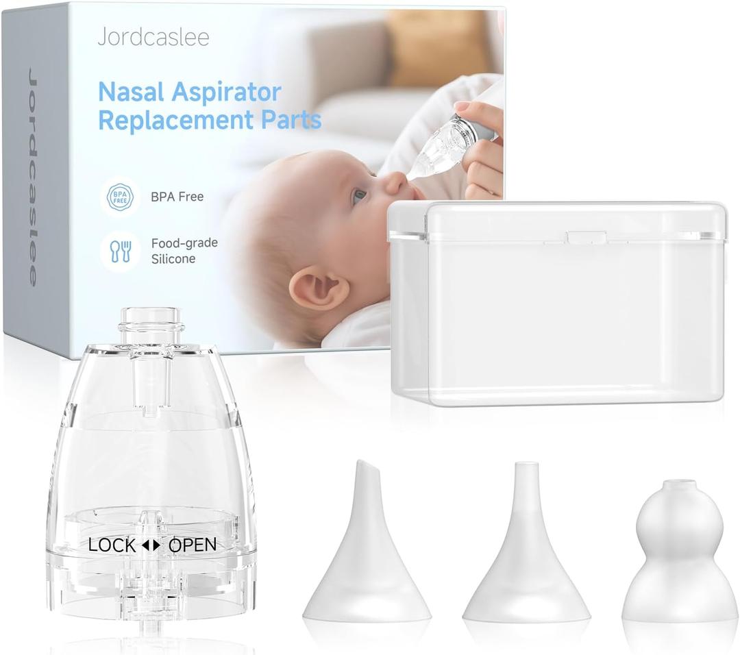 Nasal Aspirator Replacement Parts Compatible with GROWNSY/ X-Bosak / HEYVALUE Nose Sucker for Baby & Toddlers, Suction Chamber and 3pcs Silicone Tips Replacement Kit