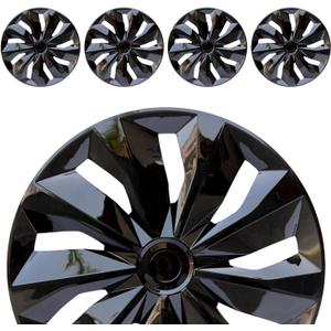 Hubcaps Wheel Cover Replacement R16 Size Hub Cap Universal-Fit Steel Wheel Rim Caps ABS Tire Covers for Most Cars Trucks Sedans SUV -Set of 416-inchBlack
