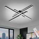 43" Black Modern LED Ceiling Light with Remote, Dimmable 64W 4 Lights