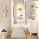 Ophanie Runner Rug for Hallway, 2x6 Upgrade Non-Slip Fluffy Soft Bedside Rugs, Bedroom Living Room Ivory Shaggy Carpet for Kids Girls Boys Dorm Nursery Home Decor Aesthetic