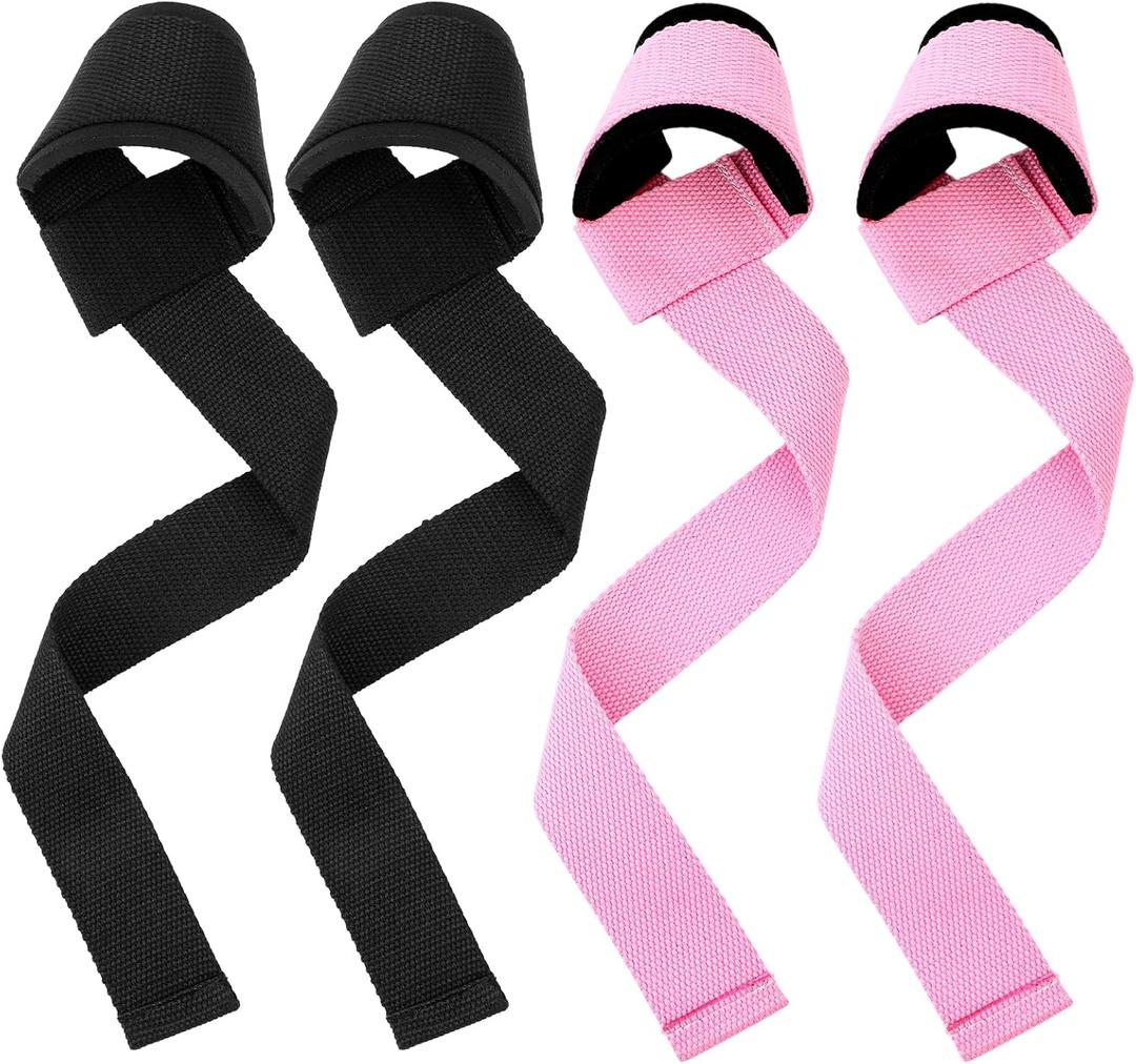 4Pcs Hard Pull Wrist, Wrists Straps for Weight Lifting, Lifting Straps Grips Band, Deadlift Strap with Neoprene Cushioned Wrist Padded for Weightlifting, Bodybuilding, Strength Training