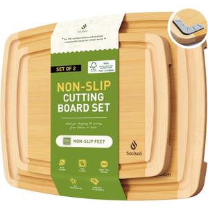Bamboo Cutting Board Set Non Slip Feet Over Sink Brides Her Wedding Day Bridal Shower Engaged Engagement Hostess Couple Newly Wed House Christmas Married Future Mrs fiancee Unique Cool Gifts
