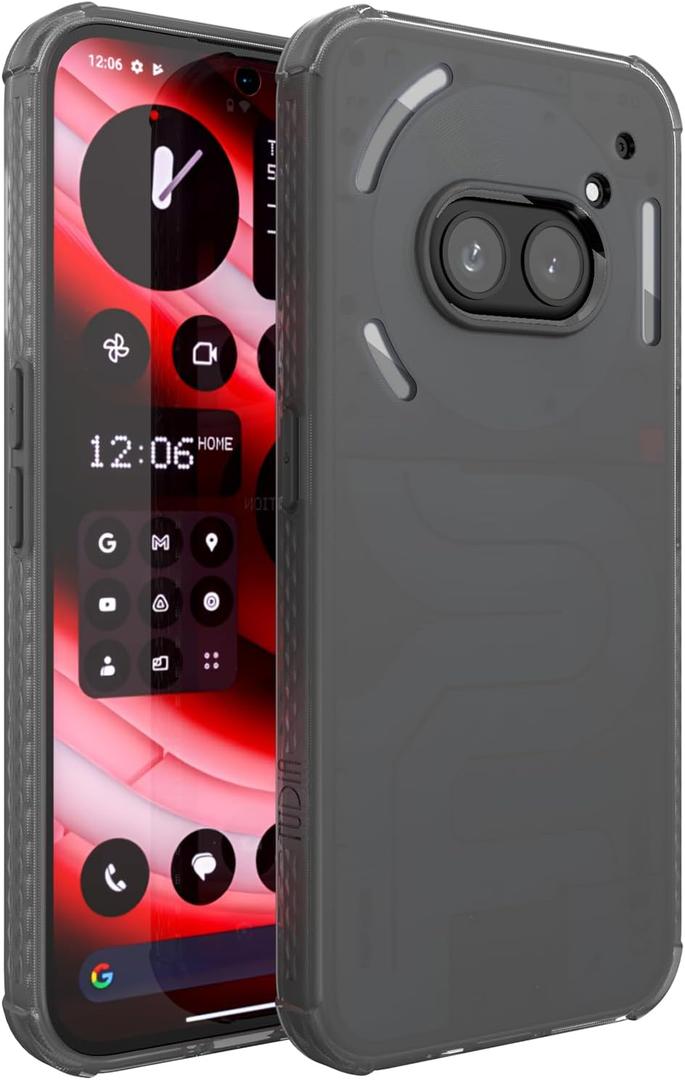 TUDIA SKN Designed for Nothing Phone (2a) / (2a) Plus Case, [Reinforced Corners] Shockproof Anti-Yellowing Slim Grip Semi-Transparent Matte TPU Bumper Drop Protection - Frosted Black