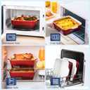 LOVECASA 8x8 inch Baking Pan, 2 Quart Square Cake Pan Baking Dish for Oven, Stoneware Brownie Pan Non-Stick, Casserole Baking Pan with Handle,Ceramic Bread Pans for Baking, Red