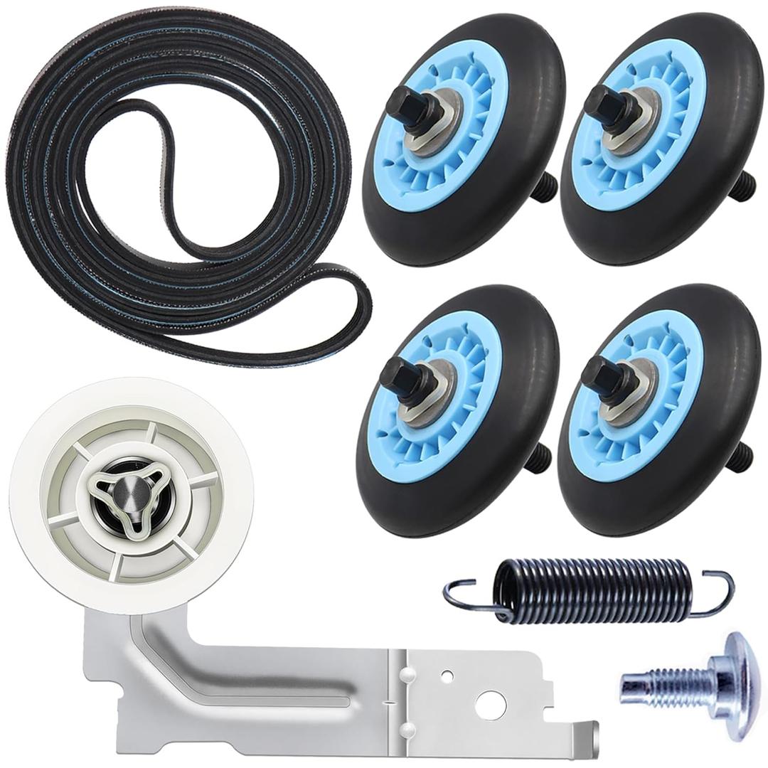 Upgraded Sam-Sung Dryer Repair Kit Compatible with Samsung Dryer Roller Replacement Kit, Replacement for Samsung Dryer Parts DC97-16782A Dryer Roller, DC93-00634A Idler Pulley, 6602-001655 Belt